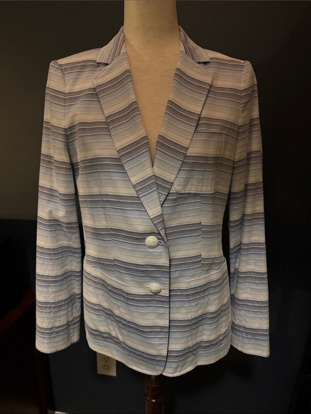 Tommy Hilfiger Light Blue Striped Women's Blazer
